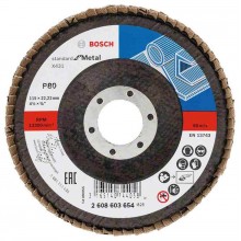 BOSCH Fächerschleifscheibe X431, Standard for Metal, 115 mm, 22,23 mm, 80 2608603654